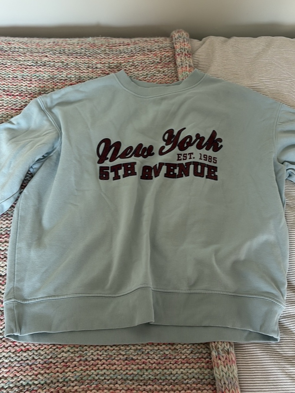 H&M Sage Green 'New York 5th Avenue' Crewneck Sweatshirt